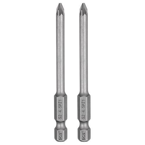 HARFINGTON 2pcs PZ1 Screwdriver Bit 1/4" Hex Shank 75mm/3" Length Magnetic Phillips Slotted Hex Bits S2 Steel Screw Driver Bit Industrial Grade Electric Hexagon Drill Bits