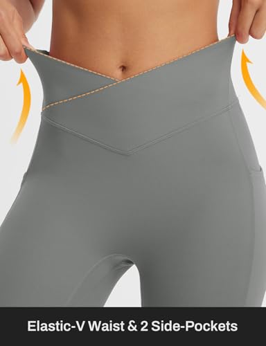 Image of baleaf Capri Leggings for Women Knee Length Yoga Workout Capirs Leggings with Pockets Tummy Control Stretch