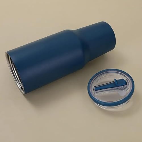 Image of 1200ML Stainless Steel Tumbler with Handle & Flip Straw | Leak Resistant, Insulated Water Bottle with Rubber Base | Travel, Gym & Car Cup Holder Friendly (Dark Blue)