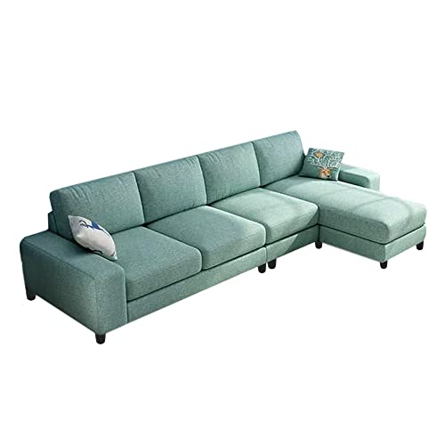 BRAXTON Simon 5 Seater L Shape Sofa for Living Room (Green Fabric) Right Side