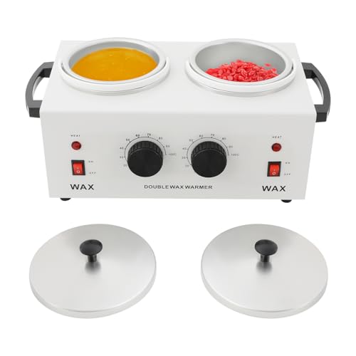 Calentador de cera doble eléctrico profesional calentador para depilación temperatura ajustable calentador de olla de cera,para el hogar, salón de belleza, spa