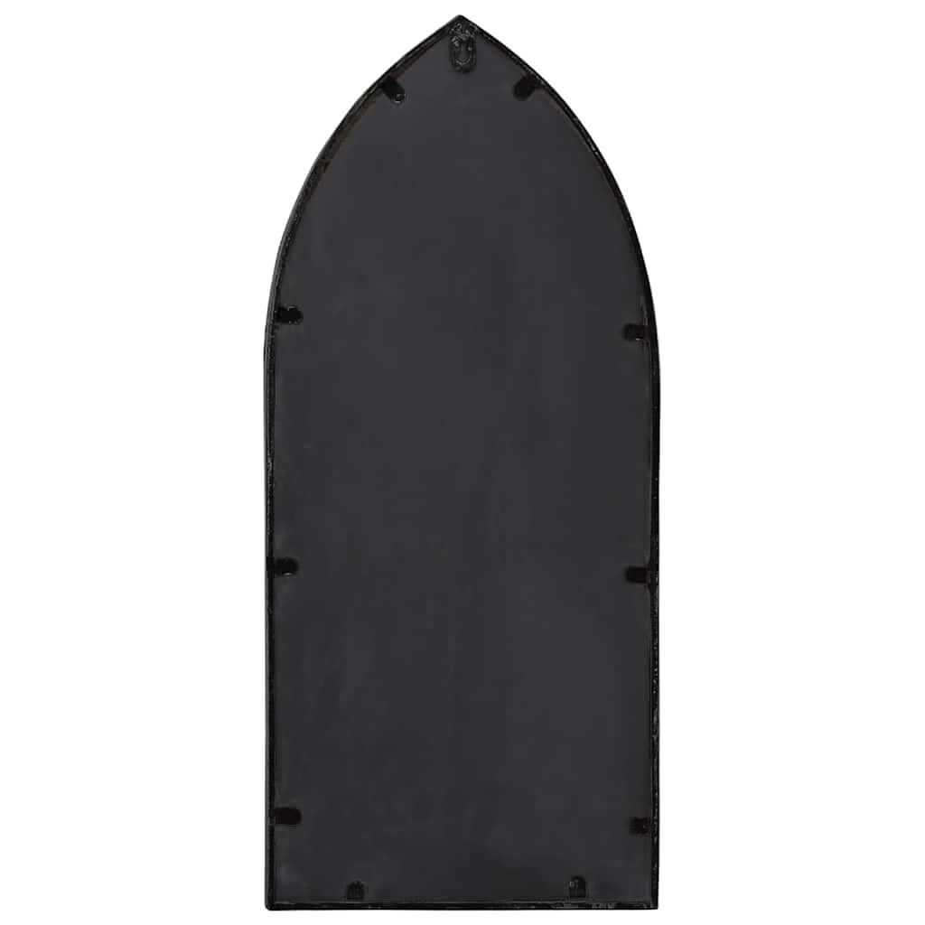Espejo de jardín negro 70 x 30 cm hierro con efecto óxido cristal decoración de pared espejo para el hogar exterior para colgar para jardín
