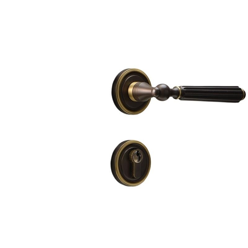 Poignée de porte en bois rétro bronze pour chambre avec serrure fendue