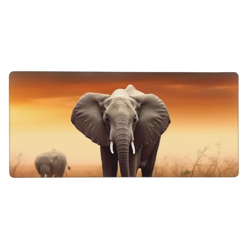 Tapis de souris de jeu XXL grand format imprimé éléphant pour clavier