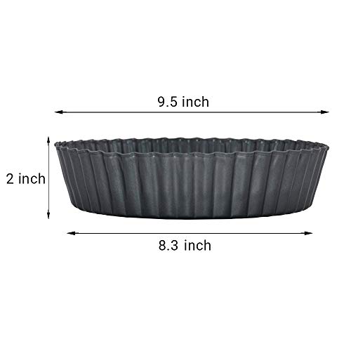 9.5-Inch Round Tart/Quiche Pan 2-Inch Height with Removable Base Bottom, Deep Dish Pie Non-Stick Pan