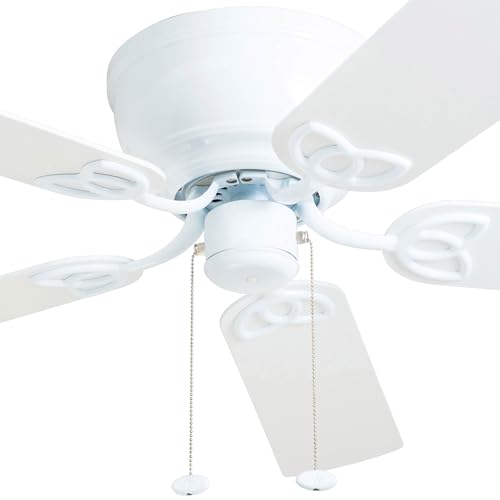 Prominence Home Benton Traditional 52 Inch Ceiling Fan with Light, LED Flush Mount Ceiling Fan, Indoor Fan with 5 Blades, White and Gray Oak Blade Finish Options, White (50852-01) thumbnail 16