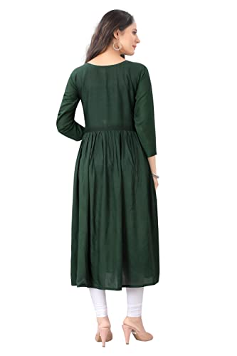 Image of KrazzyKudy Women's Rayon Embroidered Flared Kurtis