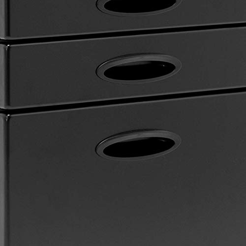 Calico Designs Metal Full Extension, Locking, 3-Drawer Mobile File Cabinet Assembled (Except Casters) For Legal Or Letter Files With Supply Organizer Tray In Black #TOP7