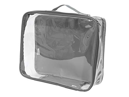 Medium Clear Travel Packing Cube/See-Through Clothes Organizer for Carry on & Checked Suitcase, RV or Camping/Transparent Storage Cell/Doll Storage/Game Day Stadium Approved (Gray)