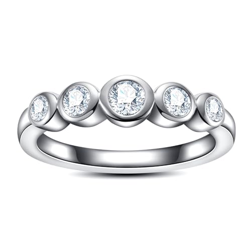 Moissanite Wedding Band Eternity Rings 2cttw D Color VVS1 Clarity Round Brilliant Cut 925 Sterling Silver Bezel Set Stackable Anniversary Bands Ring for Women with Certificate