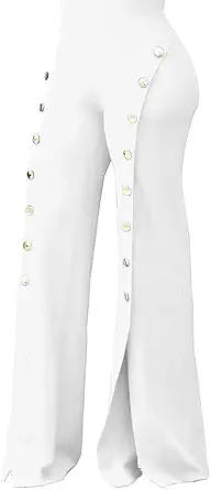 PINSV Women's High Waisted Stretchy Bootcut Pull On Dress Pants Casual Work Pants