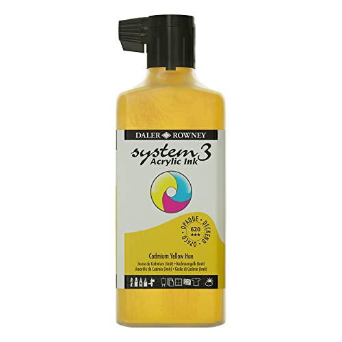 Image of Daler-Rowney System3 Acrylic Ink, Plastic Bottle, Opaque, 6.09oz - 180 ml, Cadmium Yellow Hue