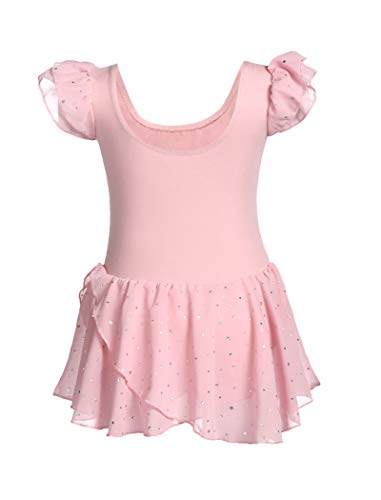 Maillot de ballet para niña de Maxmoda, color rosa, para ballet, bonito y cómodo, con lunares brillantes, para niños de 3 a 11 años, 120