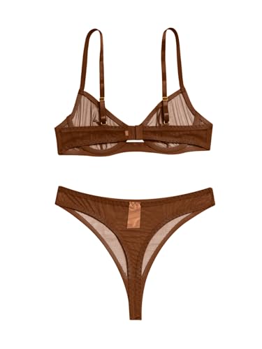 Image of Lilosy Sexy Mesh Sheer Underwire Push Up Lingerie Set Lingerie Set