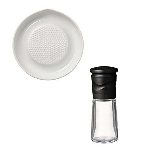 【セット買い】京セラ おろし器 セラミック 大根 りんご 山芋 サビない 汚れにくい ブラシ 付き 日本製 Kyocera CD-18+ ミル 手動 90ml セラミック スパイス ペッパー 結晶塩 山椒 花椒 粗さ調節 分解洗浄 OK ブラック CM-1
