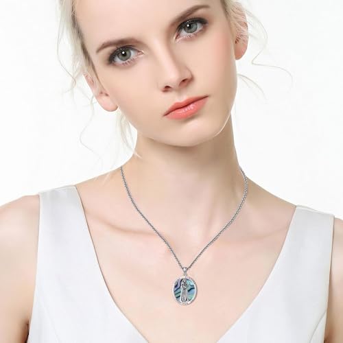 St Dymphna Necklace 925 Sterling Silver Abalone Shell Saint Dymphna Pendant Catholic Mother's Day Jewelry for Women Mom3