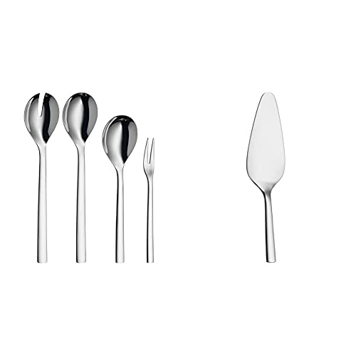 WMF Nuova Servierteile, Set4-teilig, Serviergabel, Servierlöffel und Salatbesteck 30 cm & Nuova Kuchenheber Tortenheber Edelstahl 23 cm ideal auch als Lasagneheber, Pizzaheber