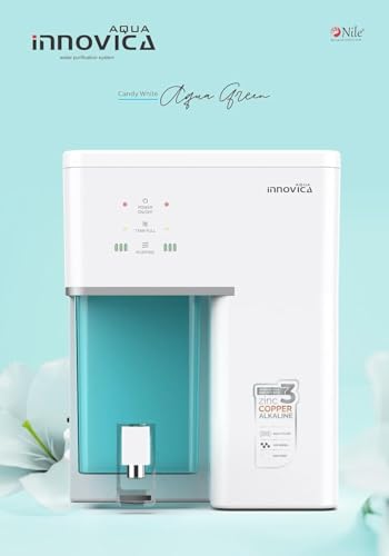 Image of Aqua Innovica RO Water Purifier with RO + Active Copper with Alkaline Technology | 7 Stage Purification |10 Litre Storage | Capacity 12 Litre per hr. | UV LED (Candy White Aqua Green)