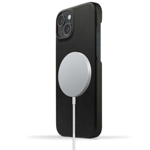 Coque iPhone 14 Plus MagSafe en cuir véritable noir chic | NOVADA - 4