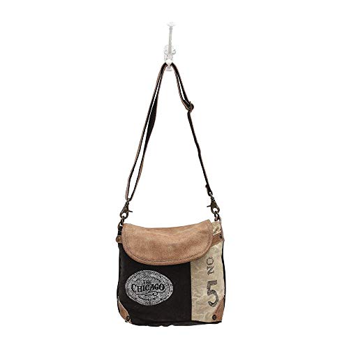 Myra Bag The Chicago Upcycled Canvas & Leather Shoulder Bag S-09472