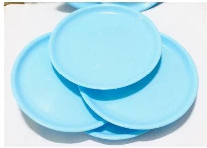 Everbuy Stain Resistant Round Blue Full Size (27 cm) Plates Set for Lunch Dinner Picnic Office Canteen Birthday Parties Made in India (Pack of 12, Microwave Safe) 3 31cm+g8sU5L