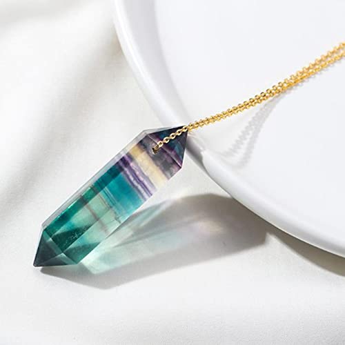 Pedra cura de fluorita roxa verde natural, pingente de fluorita pontudo -íris 1,57-1,97, pedra preci