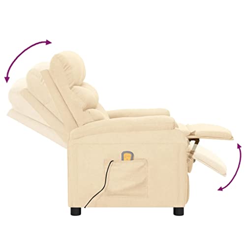 Yuhi-Hqyd Massage Recliner,Home Massage Chair,Adjustable Tv Chair,Sofa Chair,Includes A Usb And Hand Control,Side Pocket,Adjustable Backrest And Footrest,Assembly Required, Cream Fabric #TOP6