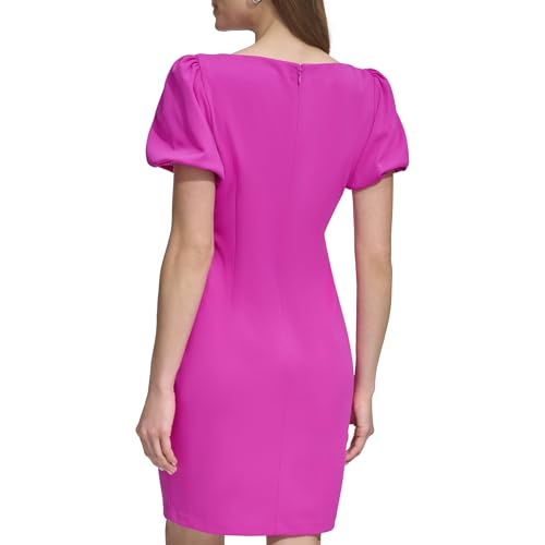 Image of DKNY Women's Short Sleeve Boat Neck Side Ruched Dress