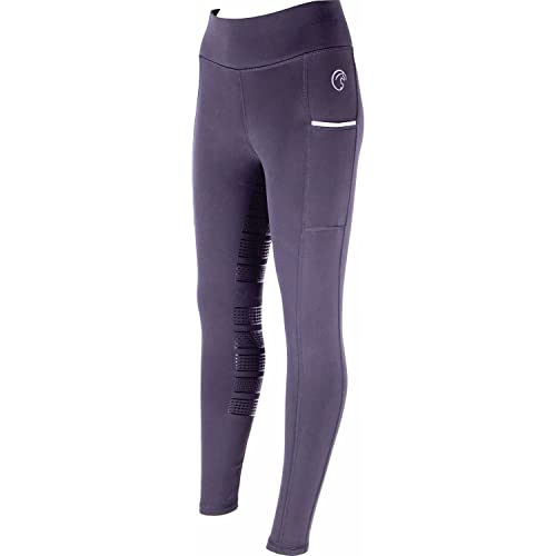 AK Wintex Pull on High Waisted Winter Horse Riding Tights/Leggings/Breeches with Full seat Silicon Grip AKRS-6054-01 (2XS, Black)