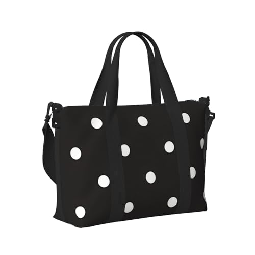 Large Duffel Bag for Men Women, Cute Carry On Tote for Travel, Gym, Weekend Use, Printed Black And White Polka Dot, 19.7" x 10.2" x 13.3"3