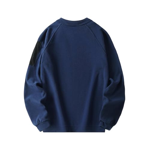 Men's Crewneck Sweatshirt Loose Fit Zipper Polar Fleece Warm Pullover Oversized Sweatshirts Hiking Tactical Shirts3