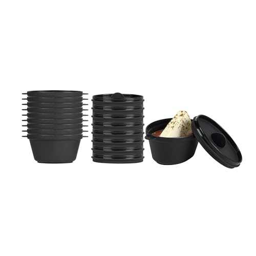 Restaurantware 3 oz Oval Black Plastic Mini Kettle Dish, 100 Pack