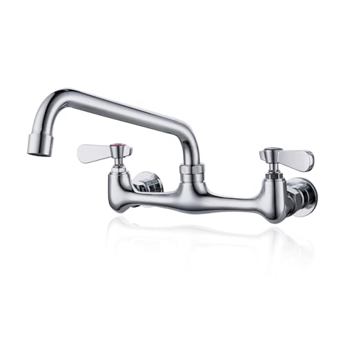 Phivan Commercial Kitchen Faucet 8 Inch Center Wall Mount Commercial Sink Faucet with 8 Inch Swivel...