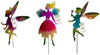 3 x Metal Garden Fairy with Stakes 63cm Long Ornament Flower Pot Fairies