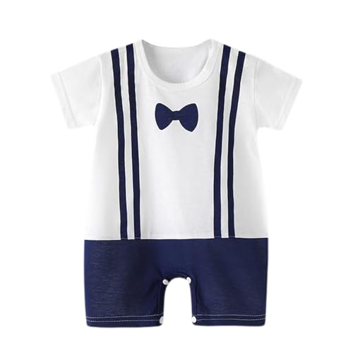 Baby Boys Short Sleeve Bodysuits Newborn 𝐂artoon Print Jumpsuit Toddler Summer Cute Wedding (Dark Blue, 3-6 Months)