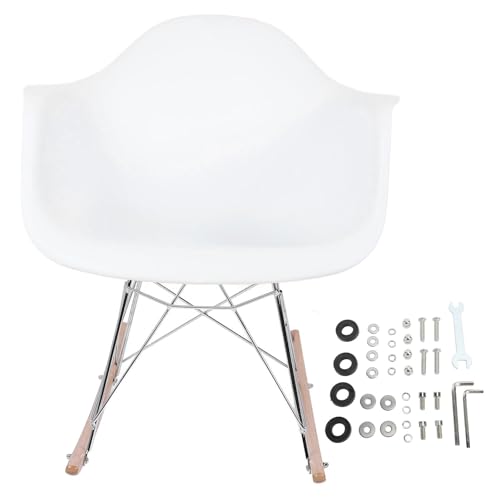 Cadeira de Balanço de Design Moderno, Base de Madeira Resistente a Arranhões, Balanço Interno Confor