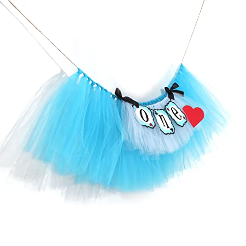 1St Birthday Alice In Wonderland Tutu - Girl First Birthday High Chair Banner , Blue Tutu Skirt Banner , Girls Birthday Party Decoration , Alice In Onederland Decorations #TOP6