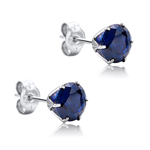 Round 14K Gold Earrings for Women in Solid 14K White Gold 585/14K Yellow Gold 585 with Ruby/Sapphire/Zirconia/Emerald Gemstones, Stud Earrings For Women,Women's Jewelry Delivered in Jewelry Box2