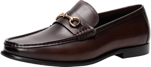ルシウス Men's Slip-On Bit Loafers, Dark Brown, 27.5 cm 3E