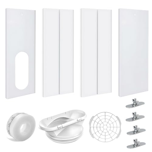 Klimaanlage Fensterabdichtung Rolladen Fensterabdichtung Platte für Mobile Klimageräte Klima Fensterabdichtung Platte mit Adapter für 13/15cm Schlauch für Vertikal/Horizontal Schiebefenster 43-140cm