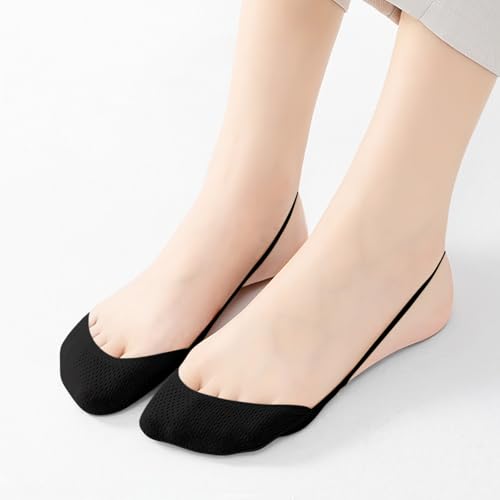 Image of No Show Socks with Invisible Sling Back Womens, 6 Pairs Low Cut Half Toe Topper Socks with Non-Slip Straps for Heels