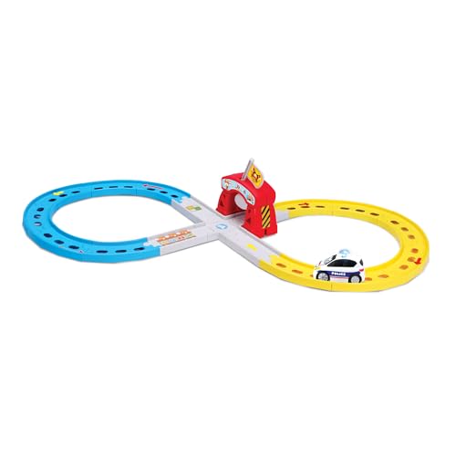 BBURAGO Shake-It Runner Infinity Track Police - Toy racetrack with police car, Shake & Go function, official police licence, recommended age 24+ months