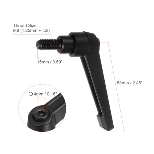 Image of HARFINGTON 6pcs Adjustable Clamping Lever Handles M8 x 15mm Male Thread Bolt Knobs Rotating Screw Locking Quick Release Ratchet Push Button Handle, Black