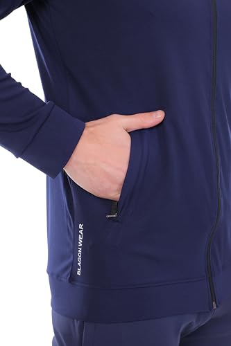 Image of BLUE STAR SHARK Men's Athletic Gym Running Sports Tracksuit | Regular Fit Sportswear | Nylon Zip Closure | Stand Collar Design | 2 Side Zipper Pockets | Comfortable & Stylish Track Suit for Men