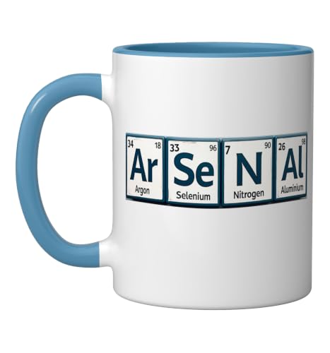 Arsenal (Ar-Se-N-Al) Periodic Table Elements Ceramic Mug, Blue/White, 11oz