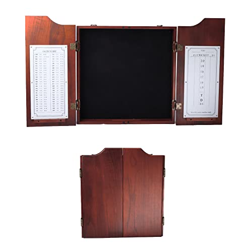 GSE Professional Solid Wood Classic Official Size Dartboard Cabinet with Dart Scoreboard for Game Room. Dart Board & Darts Not Included（Mahogany）