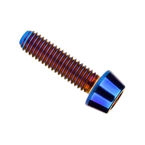 Image of Titanium Ti DIN912 M4 8 10 12 15 20mm Tapered Head Hex Bolts Bicycle Screws Pack of 6 (Burnt Blue, M4x15mm)