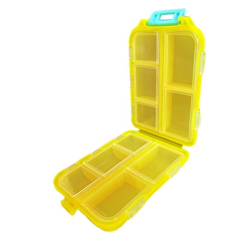 MAIANY Portapillole Settimanale da Viaggio con 10 Scomparti Portatile e Compatto Ideale per Viaggiatori e Anziani Contenitore per Pillole con Custodia Grigia (blue)