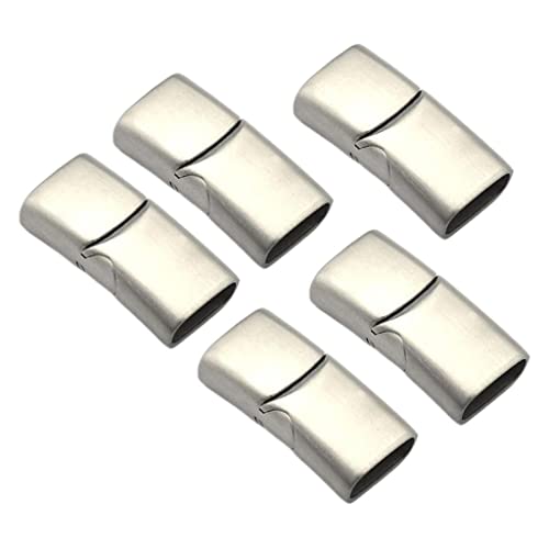 F Fityle Lot de 5, Micro Fermoirs à Bijoux Magnétiques Lacets Bracelet Connecteurs Boucles Fermetures Porte-clés Cordon en Cuir Plat - Argent S