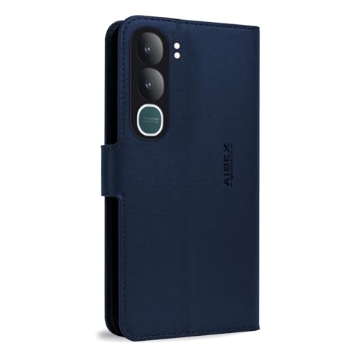 Image of AIBEX Compatible for Vivo Y31 5G | Premium PU Leather Wallet Case with Stand & Card Slots Blue